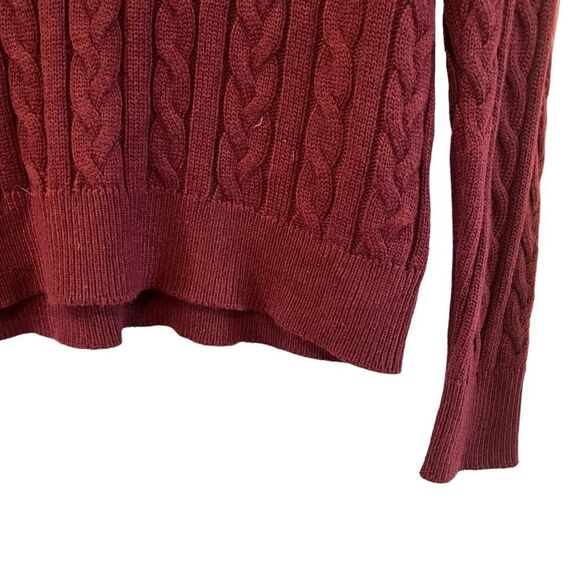 Market & Spruce Cashmere Silk Blend Sweater | Maroon Cable Knit Soft Luxury - Picture 8 of 8